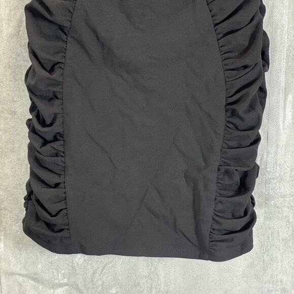 CITY STUDIO Juniors' Black Side Ruched V-Neck Cross Back Bodycon Mini Dress SZ M - Picture 9 of 14